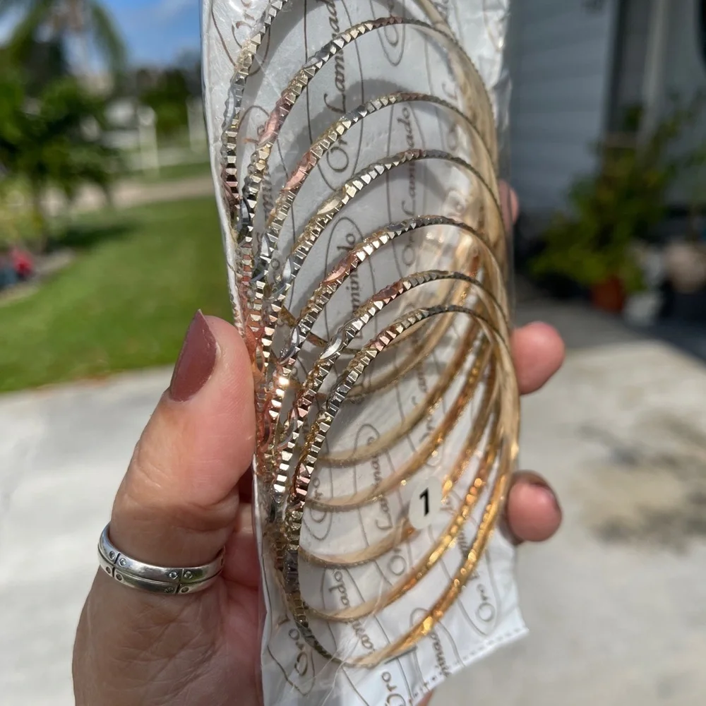 Chic Gold and Silver Textured Bangles - Picture 3 of 14